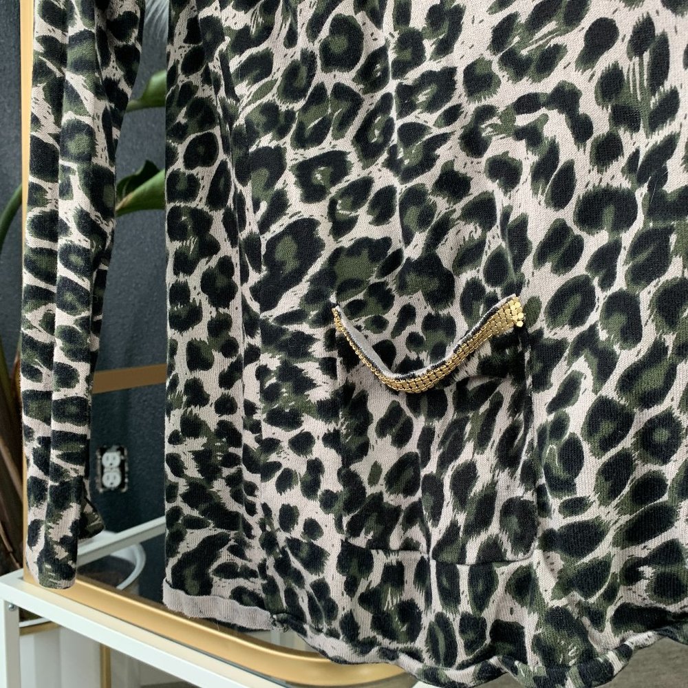 INC Leopard Print Ruffle Cardigan - Picture 2 of 4